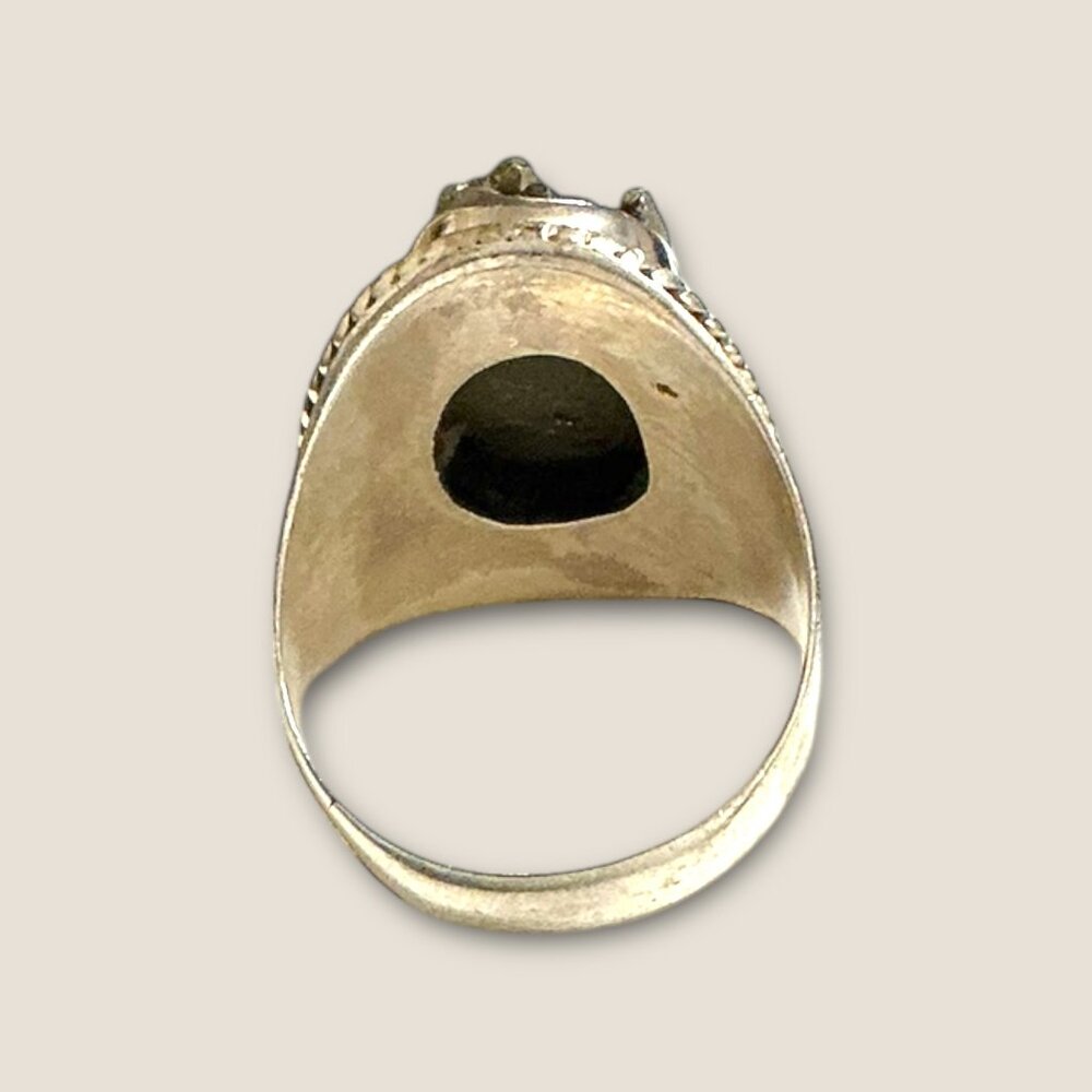 Vintage Sterling Silver Pyrite Statement Ring 7.5 Grams Size 7.5 With Intricate - Picture 4 of 5